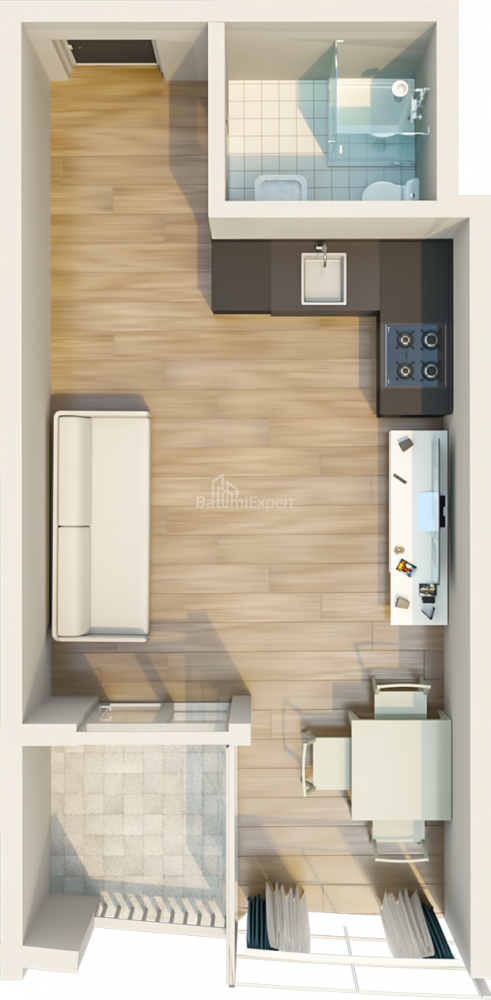 Daire 34.62 m² Daire - Mezgvarta, Chakvi, Gürcistan