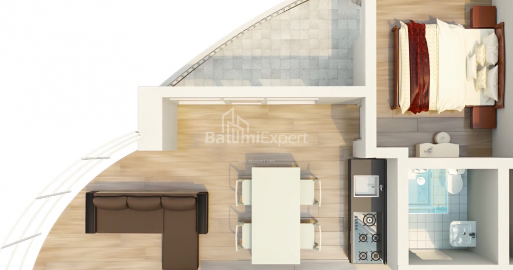 Daire 57.88 m² Daire - Mezgvarta, Chakvi, Gürcistan