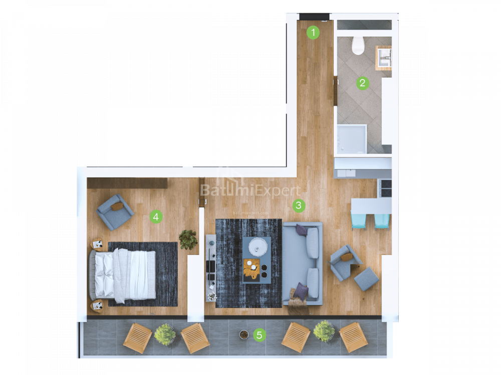Daire 61 m² Daire - Şerif Khimshiashvili, Batumi, Gürcistan