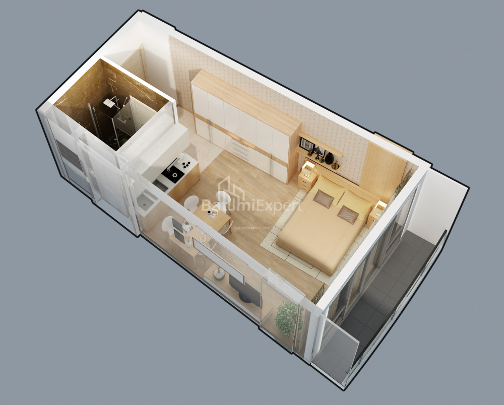 Emlak inşaat halinde 34.8 m² Daire - Lech ve Maria Kachinsky, Batumi, Gürcistan