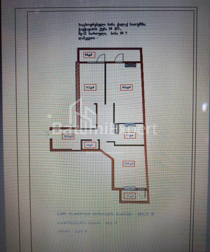 Daire 107 m² Daire - Yurievskaya, Batumi, Gürcistan