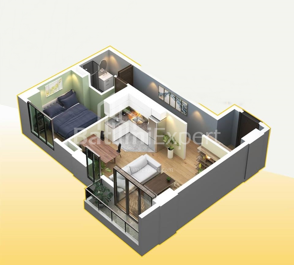 Emlak inşaat halinde 75.4 m² Daire - Haydara Abashidze, Batumi, Gürcistan