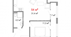 Daire 54 m² Daire - Luki Asatiani, Batumi, Gürcistan