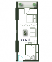 Daire 1-oda 33.6 m² - Şerif Khimshiashvili, Batumi