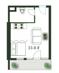 Daire 1-oda 33.8 m² - Şerif Khimshiashvili, Batumi