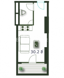 Daire 1-oda 30.2 m² - Şerif Khimshiashvili, Batumi