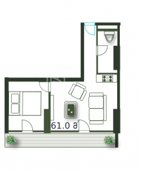 Daire 2-oda 61 m² - Şerif Khimshiashvili, Batumi