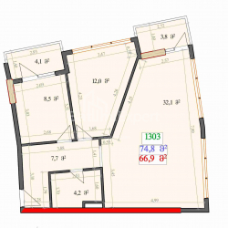 Emlak inşaat halinde 2-oda 55.8 m² - Lech ve Maria Kachinsky, Batumi