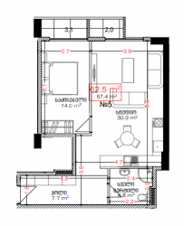 Emlak inşaat halinde 2-oda 62.5 m² - Lech ve Maria Kachinsky, Batumi